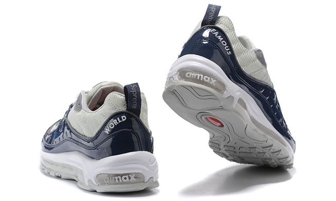 Nike Air Max 98 Supreme x Blue/White, белый, синий, кожа, текстиль, мужские, женские