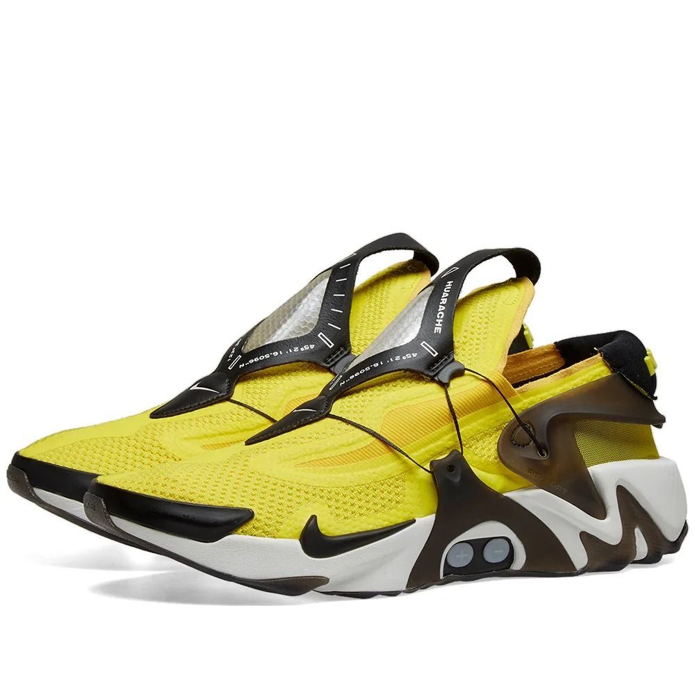 Nike Adapt Huarache, желтый с черным, текстиль, сетка, мужские