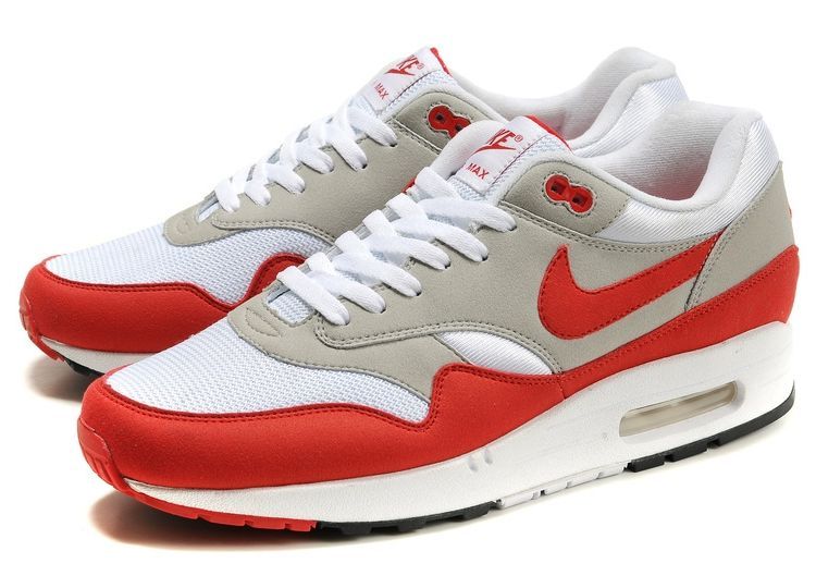 Nike Air Max 8, серый с красным и белым, нубук, текстиль, мужские